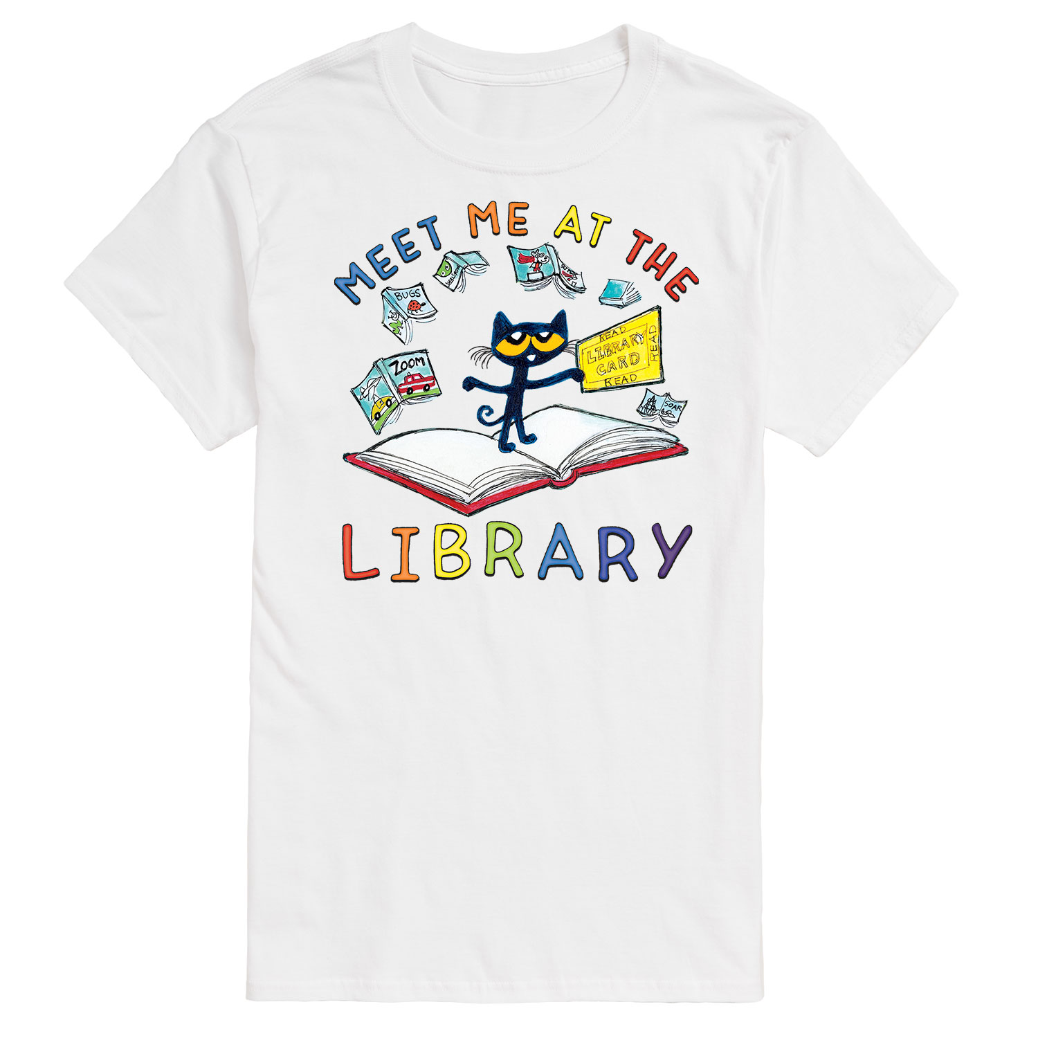 Pete The Cat Meet Me At The Library Men's Short Sleeve Graphic T