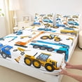 thumbnail image 3 of Homewish Excavator Crane Pattern Twin Sheet Sets,Construction Vehicles Twin Fitted Sheet,Blue Yellow White Flat Sheet For Boys Kids,Luxury Bedroom Decor,3-Piece, 3 of 7