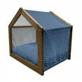 thumbnail image 2 of Navy Blue Pet House, Horizontal Zigzags Chevron Pattern in Conrtasting Colors Geometrical, Outdoor & Indoor Portable Dog Kennel with Pillow and Cover, 5 Sizes, Pale Blue Dark Blue, by Ambesonne, 2 of 5