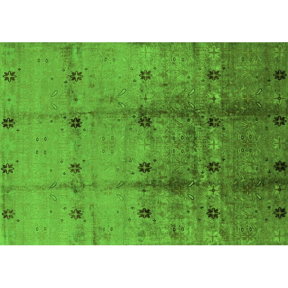Ahgly Company Indoor Rectangle Oriental Green Industrial Area Rugs, 4' x 6'