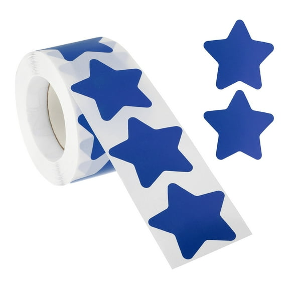Uxcell 1.5" Star Stickers Roll, 500 Pcs Self-Adhesive Reward Stickers for Classroom Teacher Supplies and DIY Craft, Blue