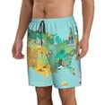 thumbnail image 2 of Kdxio USA Tourist Map Pattern Mens Casual Shorts - Drawstring Summer Beach Sports Shorts for Men, 2 of 9