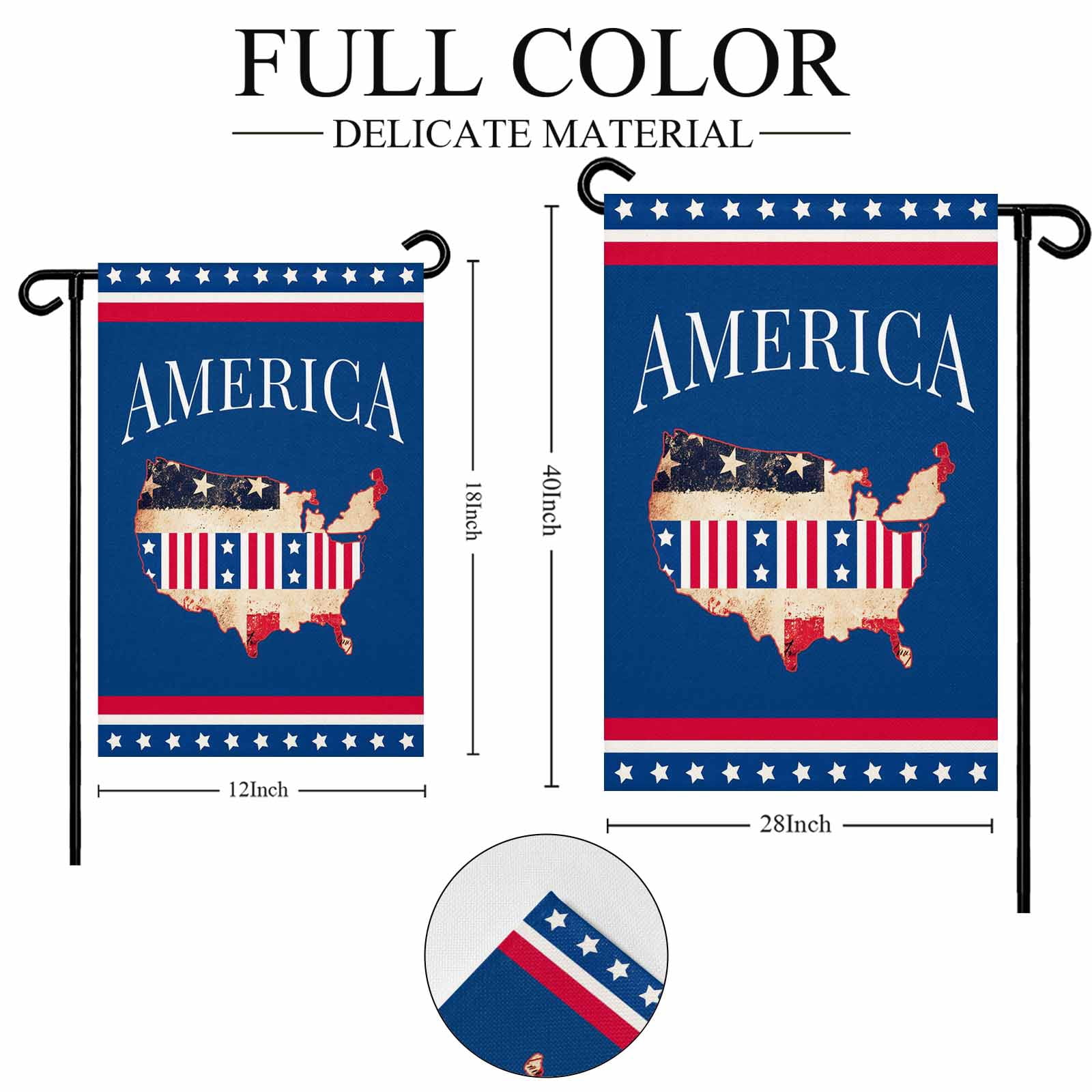 4th of July Garden Flags America 250 Years Garden Flag Double Sided Welcome Flag USA Map Patriotic Star Stripes Independence Day Yard Flags for Outdoor Lawn Porch Memorial Day Decor 28x40 Inch