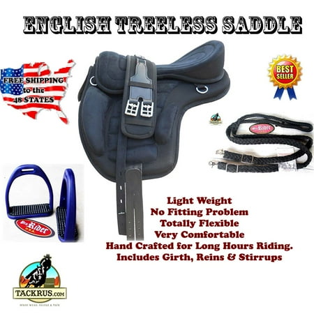 - English Horse Professional Equine Synthetic Treeless Saddle Stirrups 80201BK