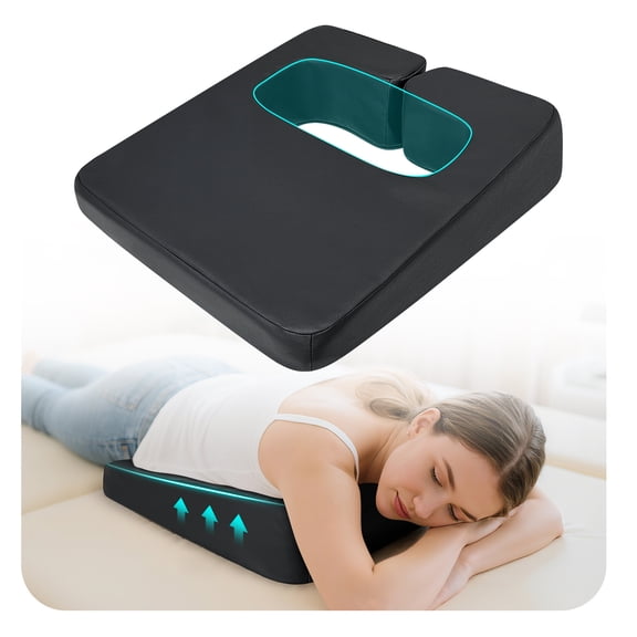 Breast Support Pillow for Massage Table & Prone Sleeping, PU Leather Wedge Bolster Chest Pillow for Stomach Sleepers, Spa & Post-Surgery Recovery