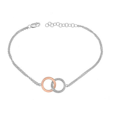 Diamond Accent 14kt Rose-Tone Sterling Silver Bracelet with Lobster Catch, 7 with 1 Extender