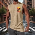 thumbnail image 5 of VBTAPA Mens Crewneck Tank Tops Hawaiian Beach leeveless Shirts Coconut Tree Graphic Tank Top Khaki L, 5 of 6