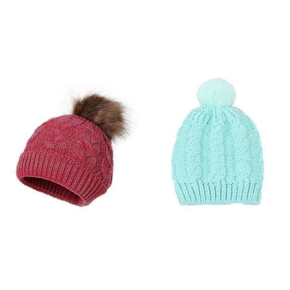 Coerni Toddler Winter Skiing Hat for Baby Girl Boy Knitted Warm Skiing Caps Pompom Kids Hat 0 24 Months Cap for Baby Girl