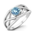 thumbnail image 2 of 0.50 Ctw Round Blue Topaz Crossover Shank 925 Sterling Silver Mother's Day Gift Ring, 2 of 3