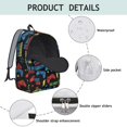 thumbnail image 3 of Game Controller Black Pattern Backpack for School, Cute School Bag with Adjustable Shoulder Straps and Padded Back, 15.7"x11.8"x5.5", 3 of 4