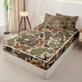 thumbnail image 2 of catabedysis Rustic Camo Camping Zipper Twin Comforter Sets with Fitted Sheet and 2 Pillowcases,Jungle Animal Deer Bear Zipper Bedding Set For Boys,Green Brown,Black Reversible,4-Piece, 2 of 7