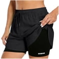 thumbnail image 3 of Cameland Women's Solid Color Summer Drawstring Comfy Elastic High Waist Running Shorts Loose Slimming Wide Leg Pants Solid Color Casual Shorts with Pockets L on Clearance, 3 of 10
