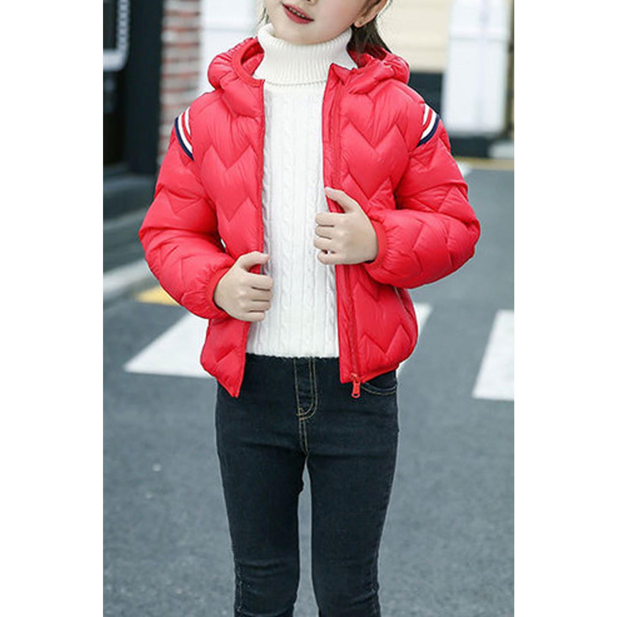 Kids Girls Long Sleeved Winter Leather Jacket
