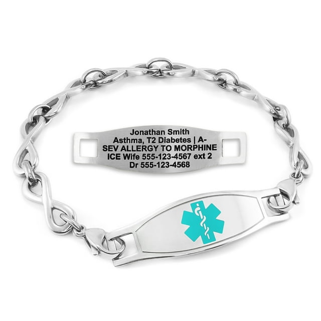 MedicEngraved Bracelet d'Alerte Médicale Personnalisé en Acier Inoxydable - Maillon Infini 6 mm