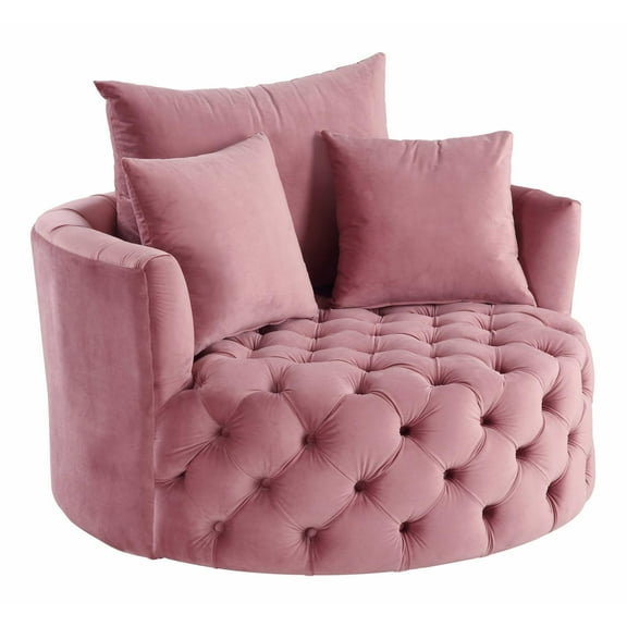 Acme Zunyas Accent Chair with Swivel in Pink Velvet
