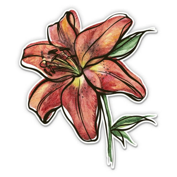 Beautiful Orange Lily Flower - 3" Vinyl Sticker - For Car Laptop Water Bottle Phone - Waterproof Decal