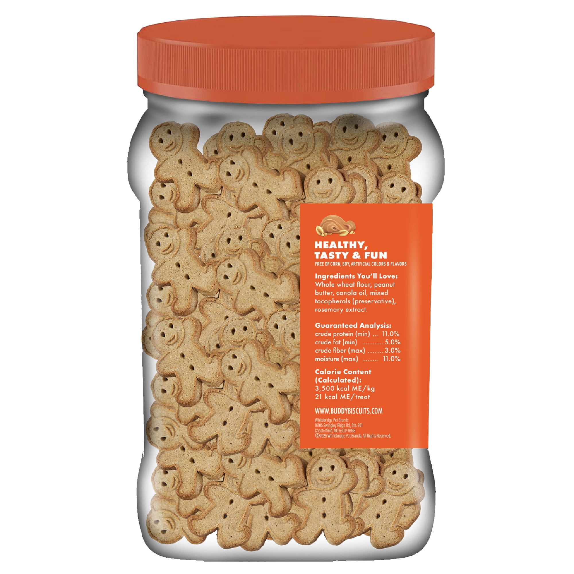 Buddy Biscuits Crunchy Medium Dog Treats, Peanut Butter, 20 oz. Jar