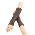 thumbnail image 1 of GDREDA Chauffe-Bras Scintillant Sans Doigts à Manches Longues à Motif d'Écailles Pailleté pour Fête Tenue Mode Brun, Taille Unique, 1 of 4