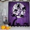 thumbnail image 2 of Halloween Shower Curtain Black Cat Dead Tree Full Moon Purple Witchy Spooky Happy Halloween Gothic Night 84" Wx72 H Bathroom Decor Curtain with Hooks, 2 of 4