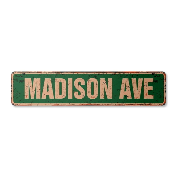 MADISON AVENUE Vintage Aluminum Street Sign manhattan new york Metal Sign advertising rustic metal tin | Indoor/Outdoor |  24" Wide