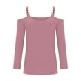 thumbnail image 5 of Going Out Tops for Women Fashion Sexy Long Sleeve Cold Shoulder Blouse Casual Slimming 3/4 Sleeve Pullover Ladies Classic Elegant Solid Simple Versatile T-Shirts, 5 of 7