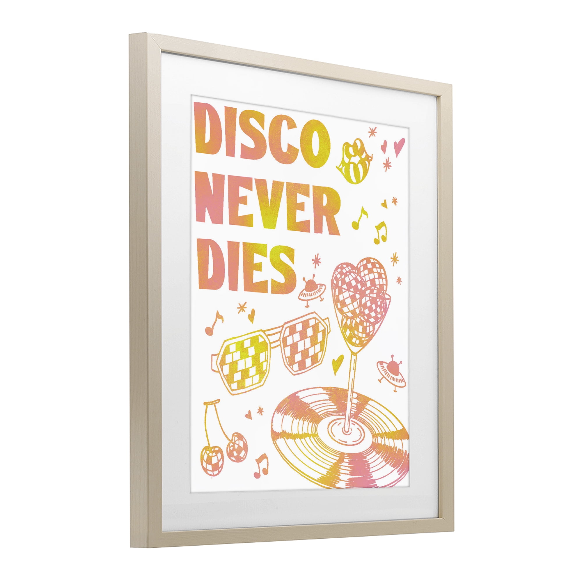 Stupell Industries Disco Never Dies Birch Framed Print Under Glass, design by Ziwei Li