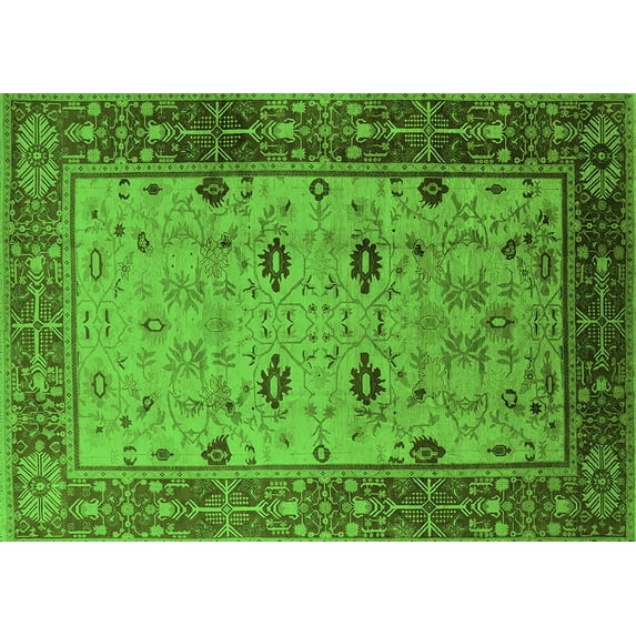 Ahgly Company Indoor Rectangle Oriental Green Traditional Area Rugs, 4' x 6'