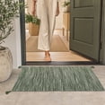 thumbnail image 5 of Green Tassel Layering Rug, Boho Tassel Accent Floor Mat, Green Woven Textured Area Rug, Farmhouse Rustic Decorative Rug, for Entryway, Living Room, Bedroom Decor, 5 of 7