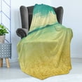 thumbnail image 4 of Beach Soft Flannel Fleece Throw Blanket, View of the Sea in Grunge and Retro Style Horizon Cloudy Sky Summer, Cozy Plush for Indoor and Outdoor Use, 70" x 90", Earth Yellow Turquoise, by Ambesonne, 4 of 5