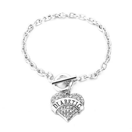 - SEXY SPARKLES DIABETIC Awareness Alert Charm Womens Bracelet,8 7/8 Inches