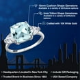 thumbnail image 2 of Gem Stone King 10K White Gold Sky Blue Simulated Aquamarine and White Moissanite Engagement Ring for Women | 4.74 Cttw | Cushion 10MM | Gemstone March Birthstone | Size 7, 2 of 6