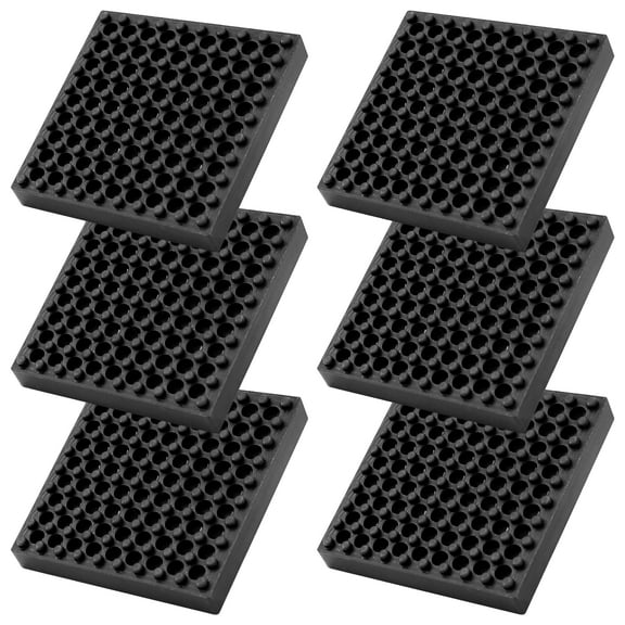 6 Pcs Exercise Equipment Mats, 4x4x0.8" Rubber Vibration Dampening Pads, Nonslip Stationary Bike Mats, Ideal for Treadmills Exercise Bikes and Heavy Machinery