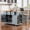 Grey-Blue, variant on Harper & Bright Designs Large Kitchen Island with 2 Bar Stools and Power Outlet, Kitchen Storage Cart on 5 Wheels with Drop Leaf, Rolling Kitchen Island with Storage Rack and Drawers, Black