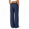 thumbnail image 2 of Women's Linen Wide Leg Pants High Waist Casual Loose Straight Trousers with Pockets Elastic Back Summer Vintage, 2 of 8