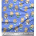thumbnail image 1 of Soimoi Blue Poly Georgette Fabric Cute Girl & Dots Printed Craft Fabric by the Yard 42 Inch Wide, 1 of 3