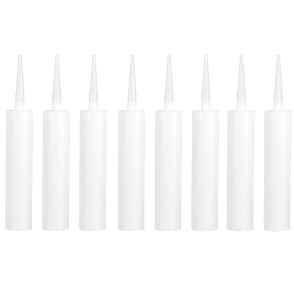 KAKOWELY 8pcs Plastic Caulk Tubes Refillable Sealant Caulking Tube White Caulking Tubes,12.99"X1.81"X1.81"