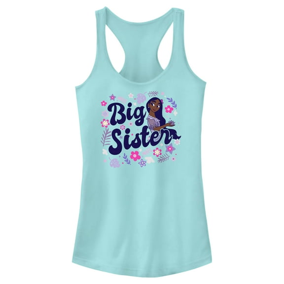 Junior's Encanto Isabela Big Sister with Flower  Racerback Tank Top Cancun Medium