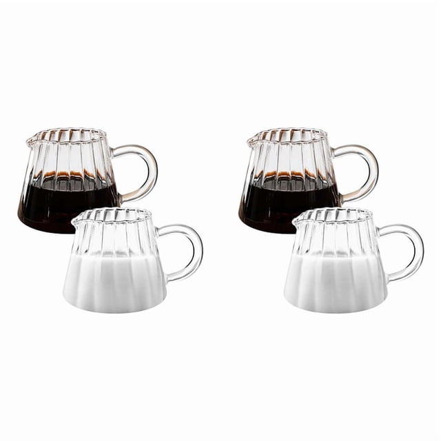 4 Pcs Glass Pitcher, Wave Shaped Glass Creamer Pitcher, Glass Tea Pitcher, Coffee Milk Creamer Pitcher, Milk Frothing