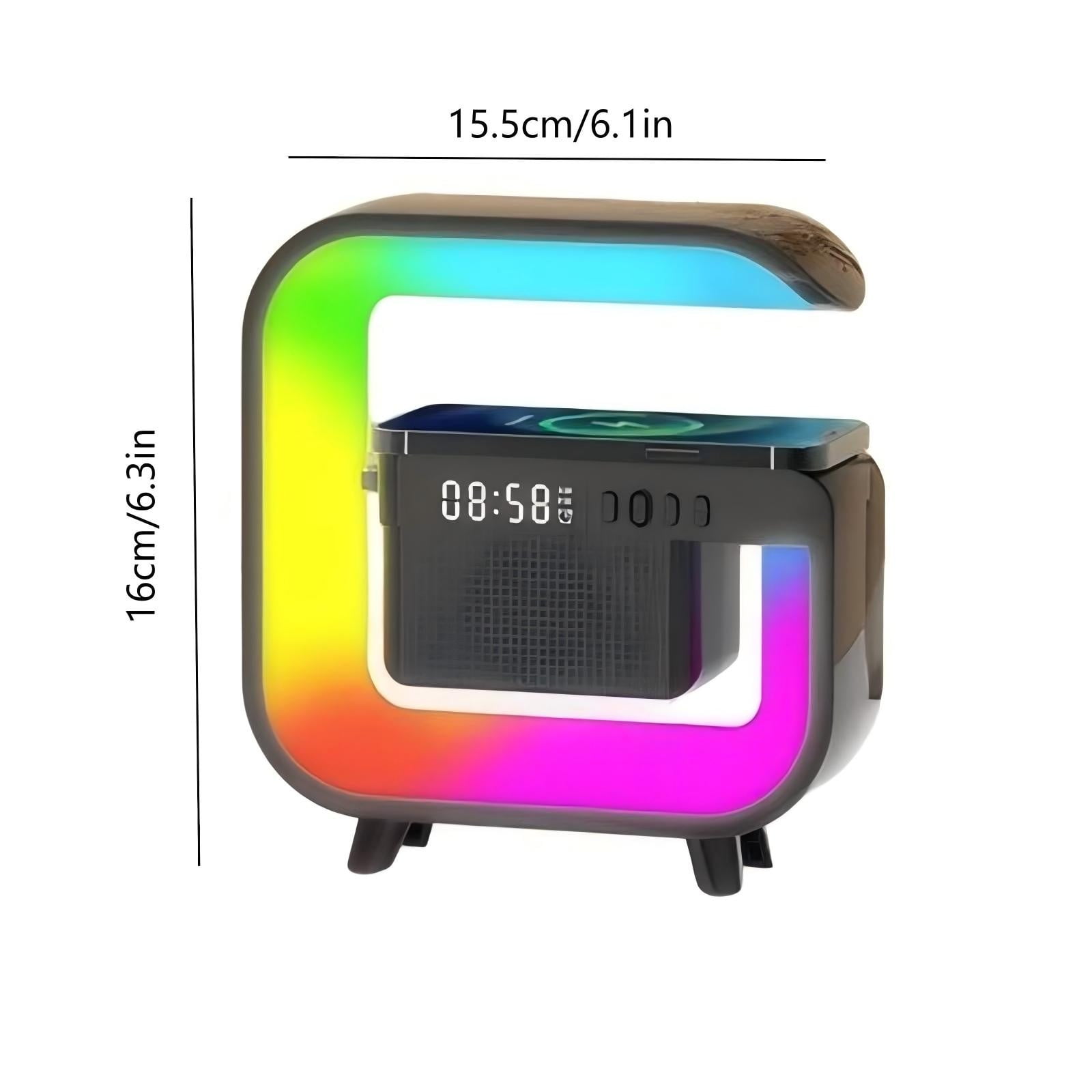 Bluetooth Speaker 3-in-1 Wireless Charger, Digital Alarm Clock Smart LED Table Lamp, Multifunctional Nightstand Organizer for Bedroom, Home Office Desk Decor