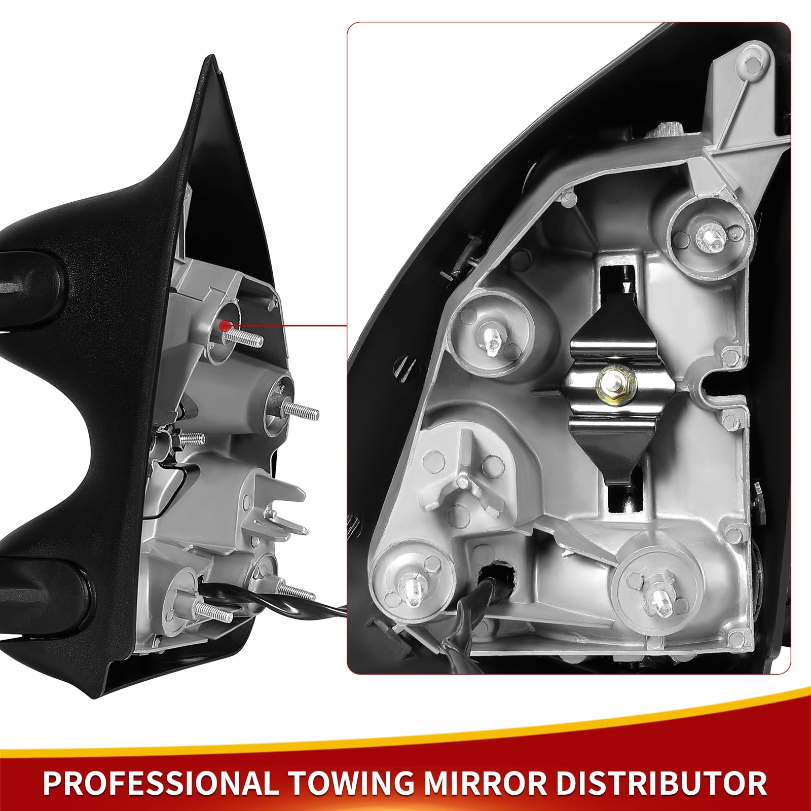 LEDKINGDOMUS Pair Black Power Heated Towing Mirrors for 1999-2007 Ford F250/F350/F450/F550 Super Duty & 2001-2005 Excursion, Manual Folding Telescoping with Convex Lens