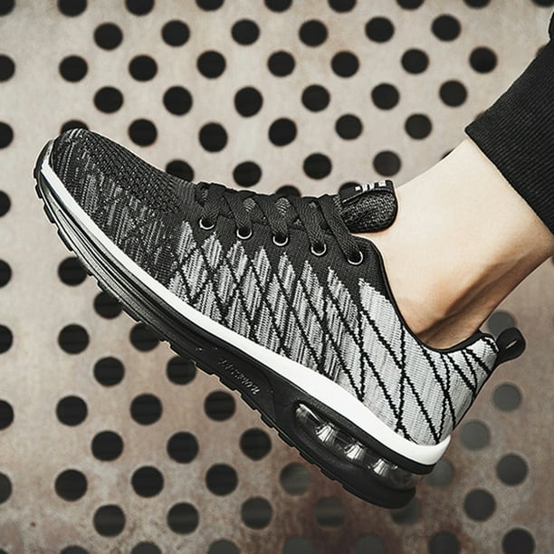Zapatos para correr Zapatos para correr Zapatos de senderismo transpirables Moda para gimnasio Viajes Trabajo (39 Negro Gris)