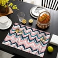 thumbnail image 4 of Colorful Geometric Striped Pattern Summer Placemats Table Placemats Set Of 4-Linen Kitchen Washable Placemats Table Mats 11.8"x17.7" Non-Slip Heat Resistant, 4 of 6