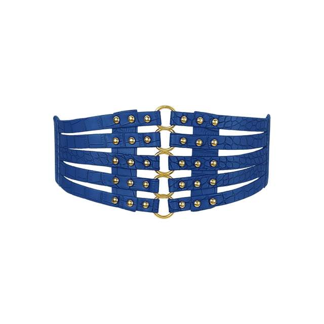 Cinturón elástico ancho para mujer INSPIRE CHIC, cinturones vintage elásticos para vestidos, azul 70-75cm/27.56-29.53
