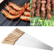 10Pcs Outdoor Picnic BBQ Barbecue Skewer Roast Stick Stainless Steel Kebab Needle Reusable 12" Length
