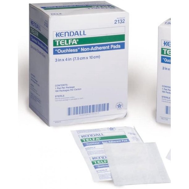 Telfa Ouchless Nonadherent Pads, Cotton, 3 Inches x 4 Inches, White