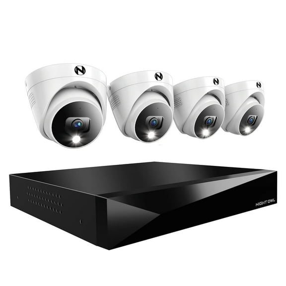 Night Owl 2-Way Audio 12 Channel DVR Security System with 2TB Hard Drive and 4 Wired 2K Resolution Dome Cameras