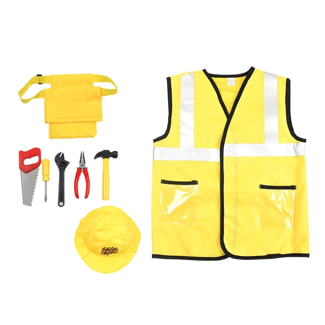 Conjunto de accesorios para disfraces de ingeniería para niños, disfraz de trabajador de cosplay para fiestas de disfraces, presentaciones en el escenario (talla única)