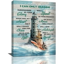 Lighthouse Wall Art Nautical Decor Coastal Ocean Pictures Wall Decor Lighthouse Christian Scriptures Canvas Painting Prints I Can Only Imagine Modern Artwork Home Decor for Bathroom Bedroom 12"x 16"
