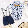 thumbnail image 2 of Staki Baby Boys' Suits Baby Boy Formal Short Set Toddler Summer Gentleman Outfit Kid Short Sleeve Bowtie Shirt Suspender Shorts Suit 3M 6M 9M,Blue 3-6 Months, 2 of 9