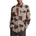 thumbnail image 4 of Men‘s Large Size Button Printing Lapel Coat Jacket Top Blouse Shirt, 4 of 6